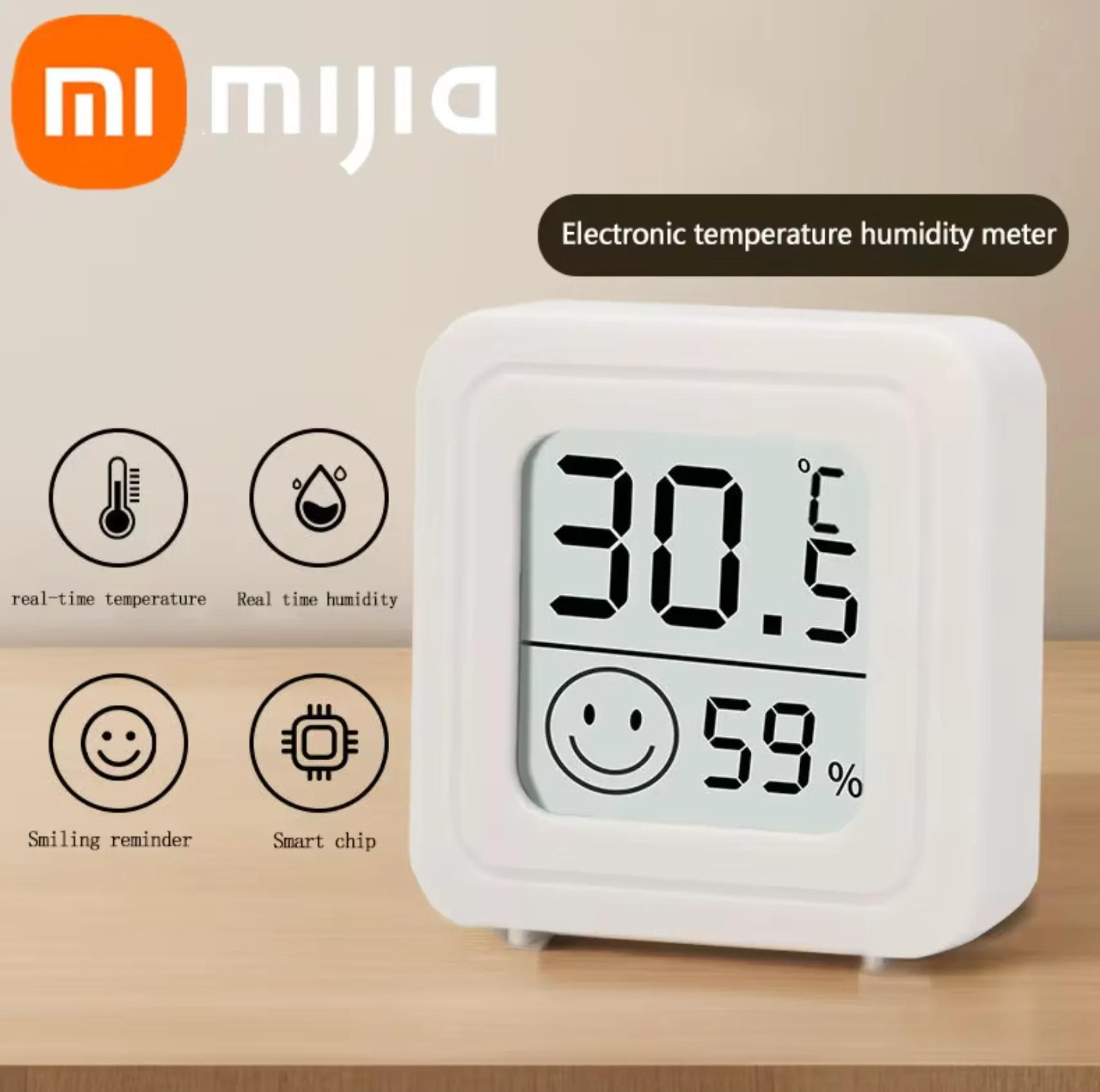 Mijia digitale temperatuur- en luchtvochtigheidsmeter met display (°C en %)